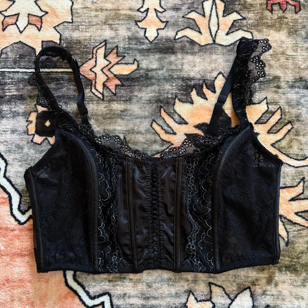 Elegant Black Lace Corset Top